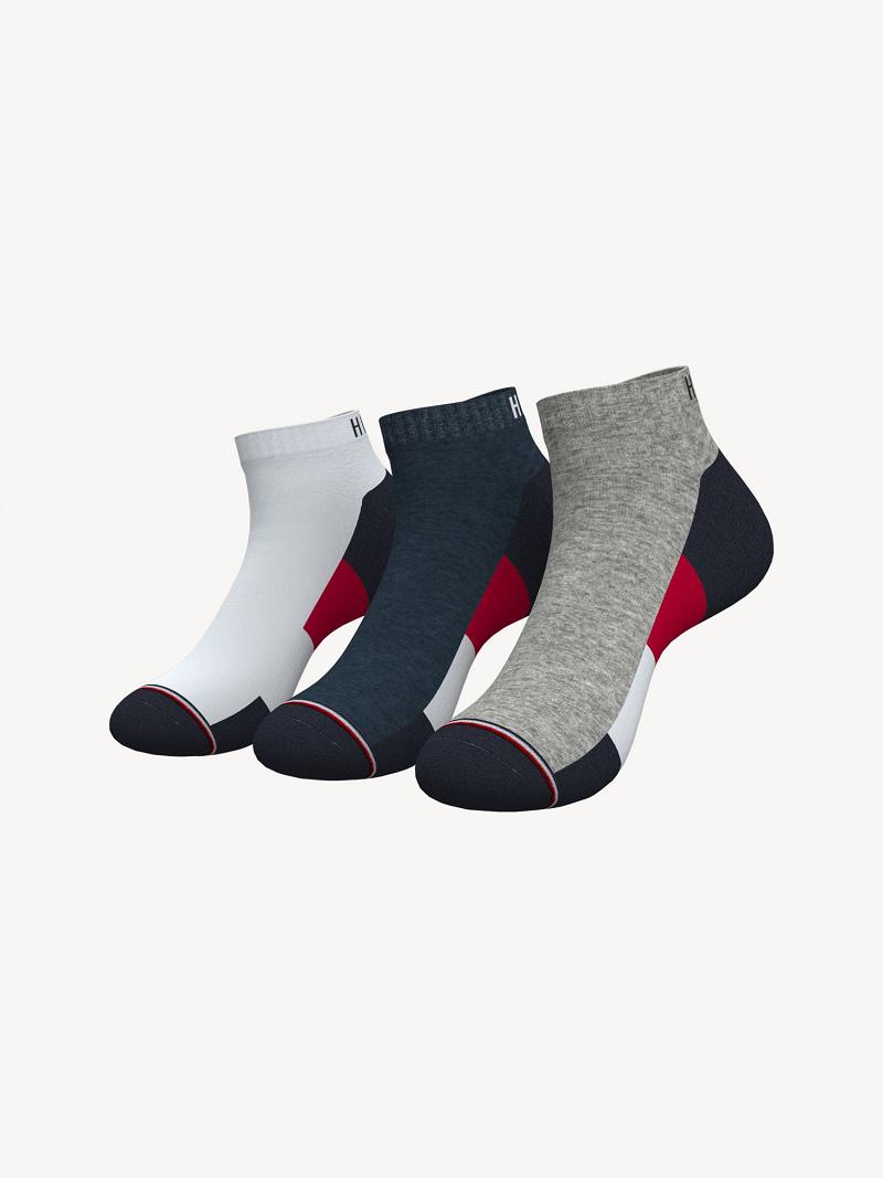 Férfi Tommy Hilfiger Ankle 3PK Zokni Szürke | HU 1524HAP